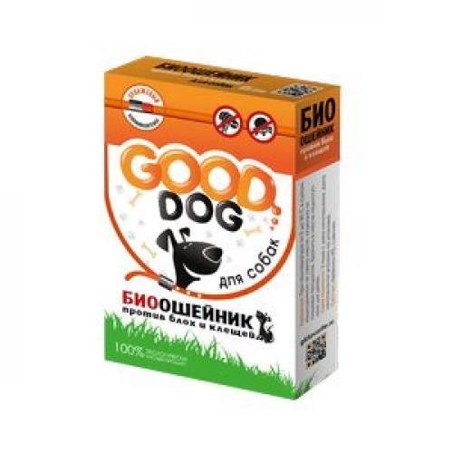 GOOD Dog FG04103/GDB-01 БИОошейник Антипаразитарный д/собак от блох и клещей, оранжевый 65см*6
